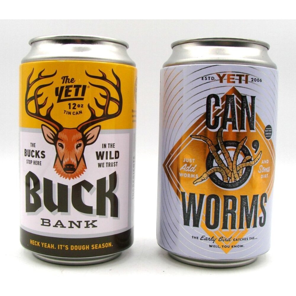 NEW Yeti Banks 12oz Beer Soda Can Buck Bank & Can O Worms Safe Stash Collectible